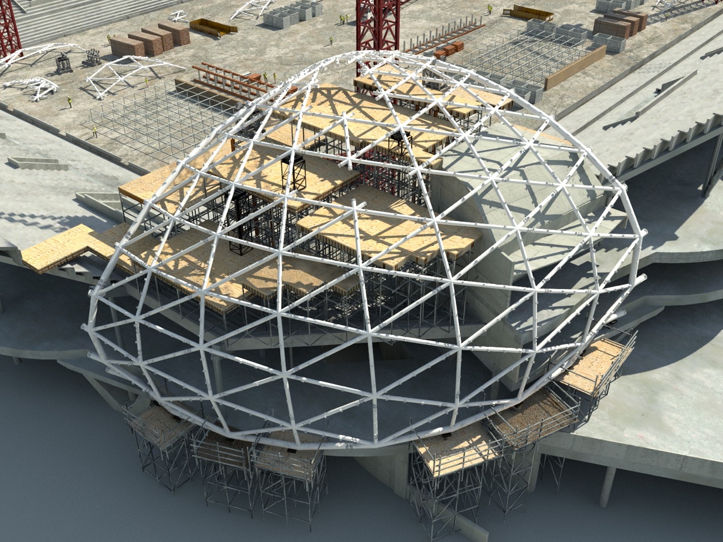 Typical roof shell construction depicted on AAMI Park Melbourne.