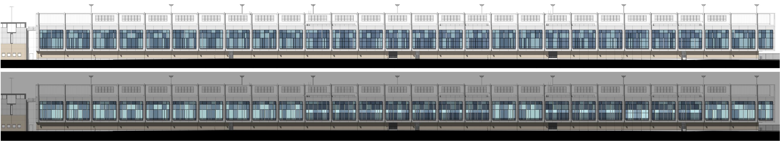 Figure 10. Façade of sloped curtain wall at PDX Airport Concourse E Extension