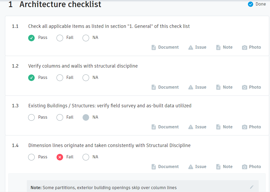 Figure 13. Field checklist example.