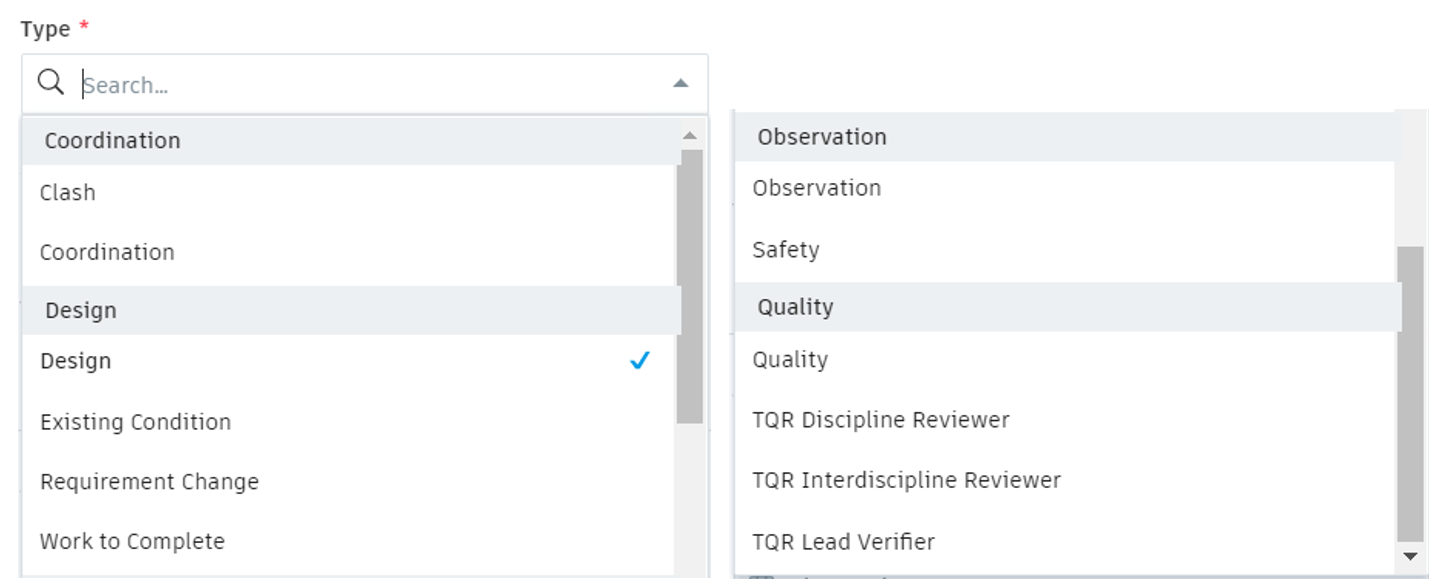 Figure 5. Issue types setup.