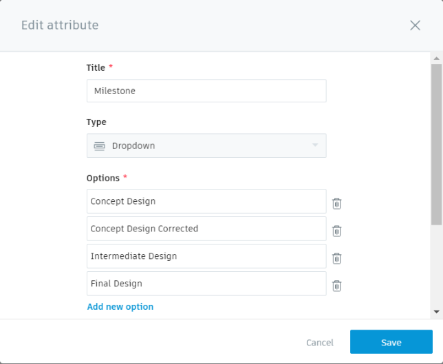 Figure 7. Issue custom attributes.