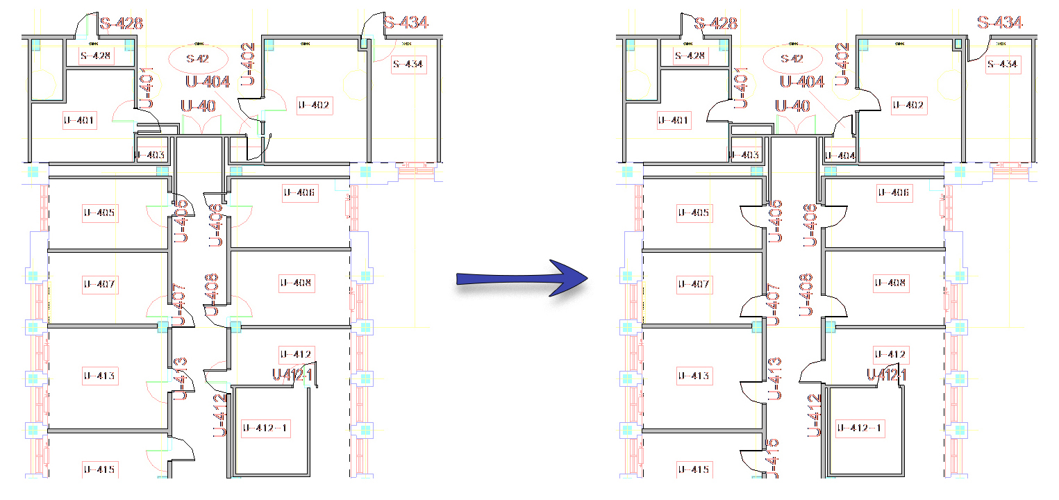 The model after running the script (left) and after adjustments (right).