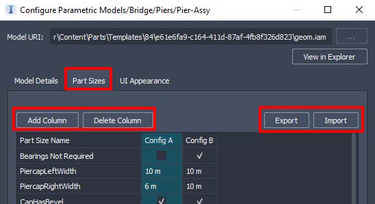 CONFIGURING, IMPORTING AND EXPORTING SETS OF BRIDGE COMPONENT VALUES