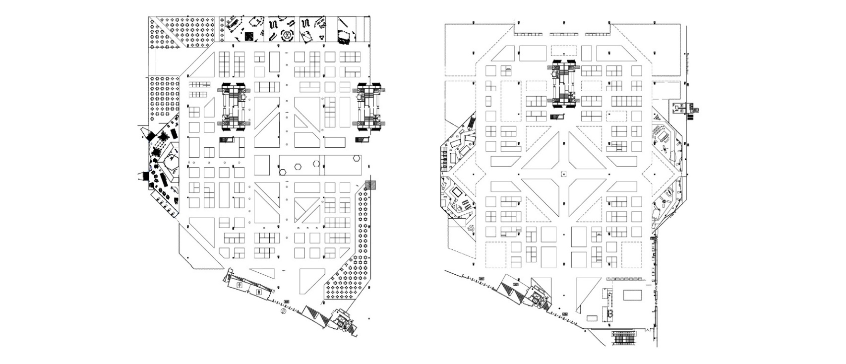 AU 2016 and 2015 floor plan layouts.