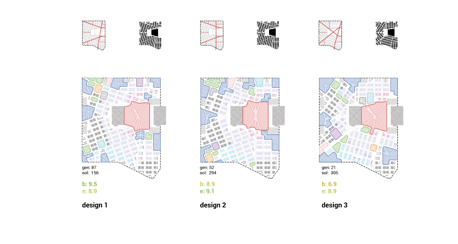 Three manually refined high-performing designs.