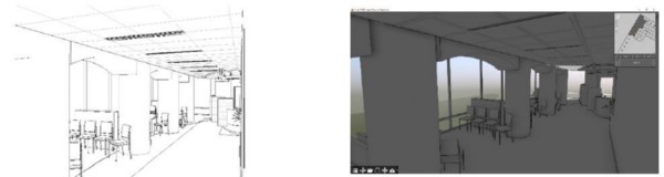 Revit camera (left) and sketch view (right).