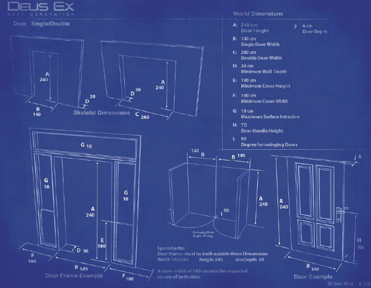 Example of world dimension constraints sheet produced for our team.